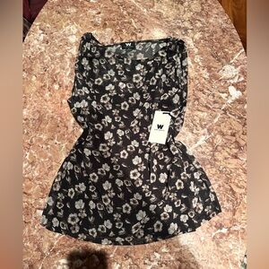 W by Worth Black and Cream Floral Top